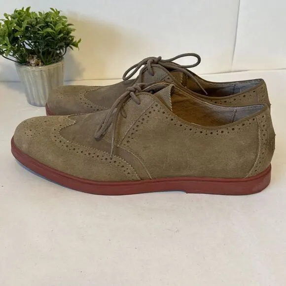Polo Ralph Lauren Orrick 10 D‎ Tan Suede Leather Brogue Wingtip Casual Shoes