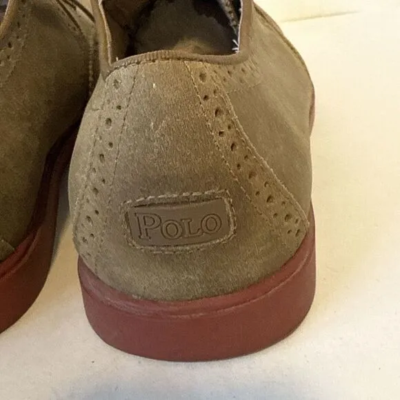 Polo Ralph Lauren Orrick 10 D‎ Tan Suede Leather Brogue Wingtip Casual Shoes