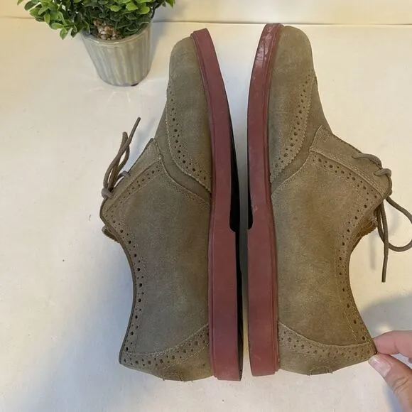 Polo Ralph Lauren Orrick 10 D‎ Tan Suede Leather Brogue Wingtip Casual Shoes