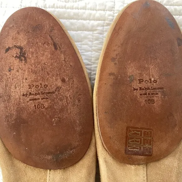 Polo Ralph Lauren Suede Pony Ballet Flats Pumps  Women Size 10 Tan brown MSRP $3