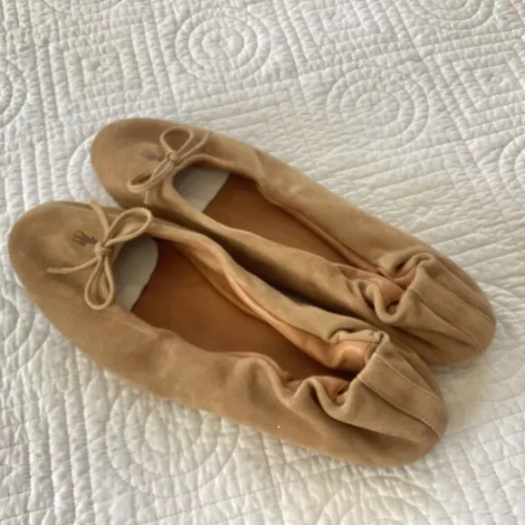 Polo Ralph Lauren Suede Pony Ballet Flats Pumps  Women Size 10 Tan brown MSRP $3
