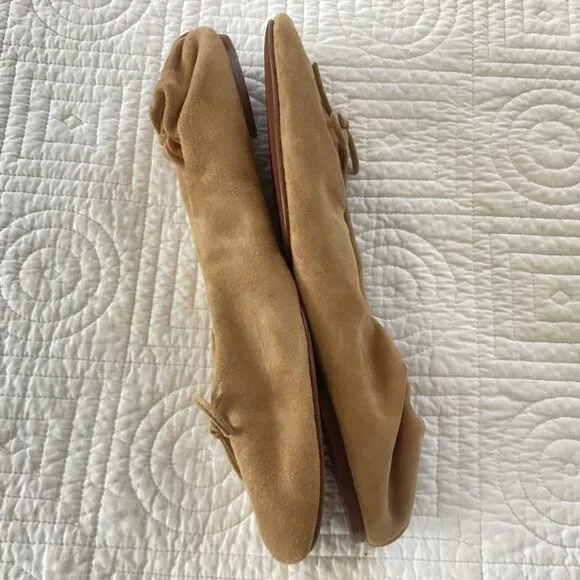 Polo Ralph Lauren Suede Pony Ballet Flats Pumps  Women Size 10 Tan brown MSRP $3