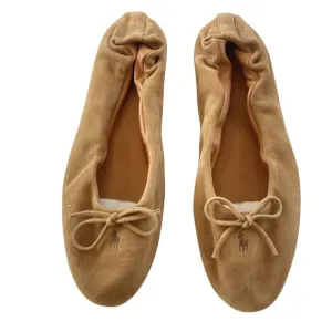 Polo Ralph Lauren Suede Pony Ballet Flats Pumps  Women Size 10 Tan brown MSRP $3