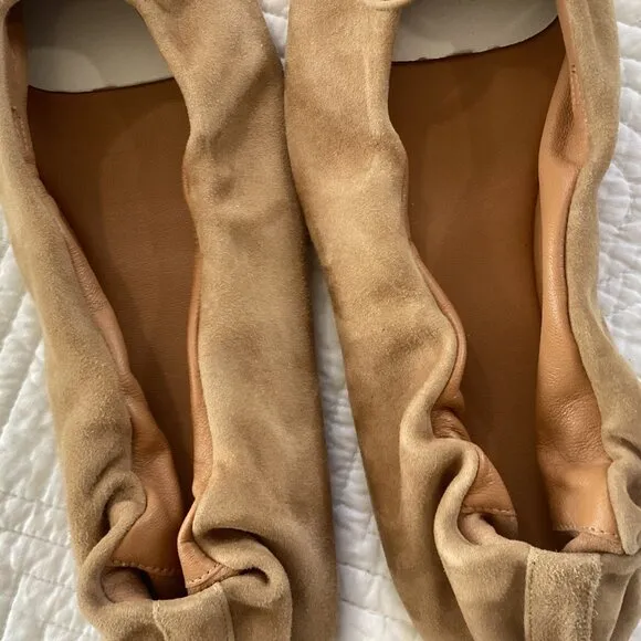 Polo Ralph Lauren Suede Pony Ballet Flats Pumps  Women Size 10 Tan brown MSRP $3