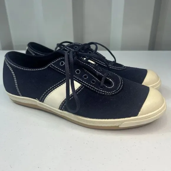 POLO Sport Blue &amp; White Tennis Shoes Leather Size 7.5 Women New Old Stock