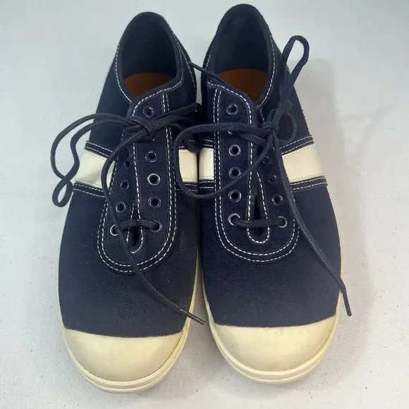 POLO Sport Blue &amp; White Tennis Shoes Leather Size 7.5 Women New Old Stock
