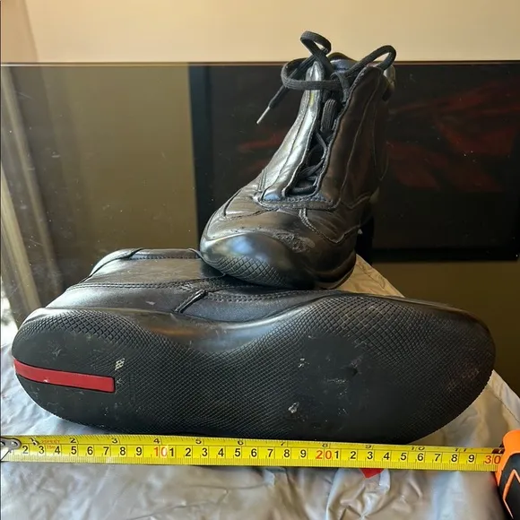 Prada 1999 Y2K Men’s Black Italian Sport Virbum high Top Leather shoes 7 US8