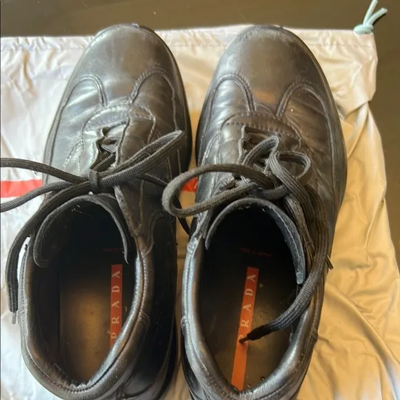 Prada 1999 Y2K Men’s Black Italian Sport Virbum high Top Leather shoes 7 US8