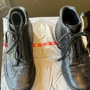 Prada 1999 Y2K Men’s Black Italian Sport Virbum high Top Leather shoes 7 US8