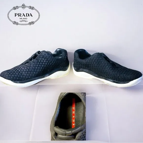 PRADA-AUTHENTIC-RARE WOMANS CALZATURE SPORT SNEAKERS. Black-Sz EU 35-US 5