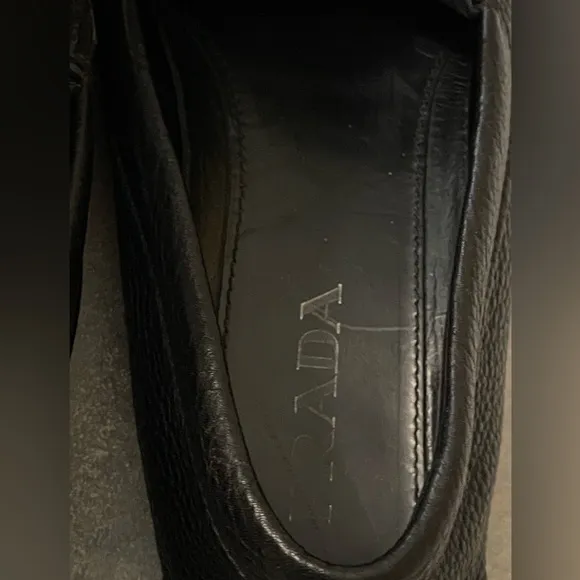 Prada Black‎ Leather Slip On Loafers size 9-