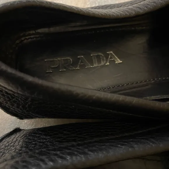 Prada Black‎ Leather Slip On Loafers size 9-