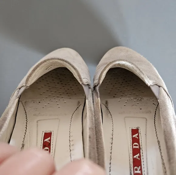Prada Grey Leather Slip-on Sneaker Loafers sz 37.5 IT | 7.5 US