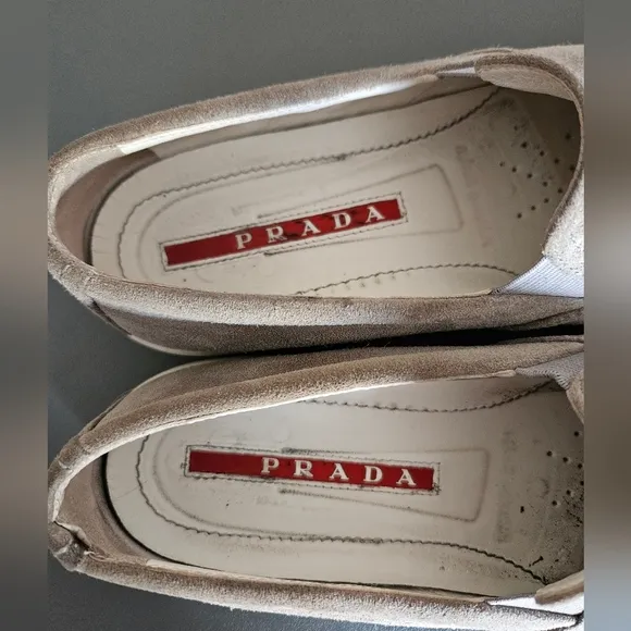 Prada Grey Leather Slip-on Sneaker Loafers sz 37.5 IT | 7.5 US