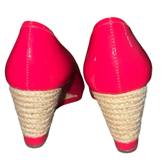 Prada  Peeptoe Vibrant Pink Wedge Platform Heels Sandals
