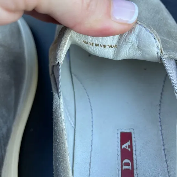 Prada shoes Sport Grey Suede Slip On Sneakers Size 38