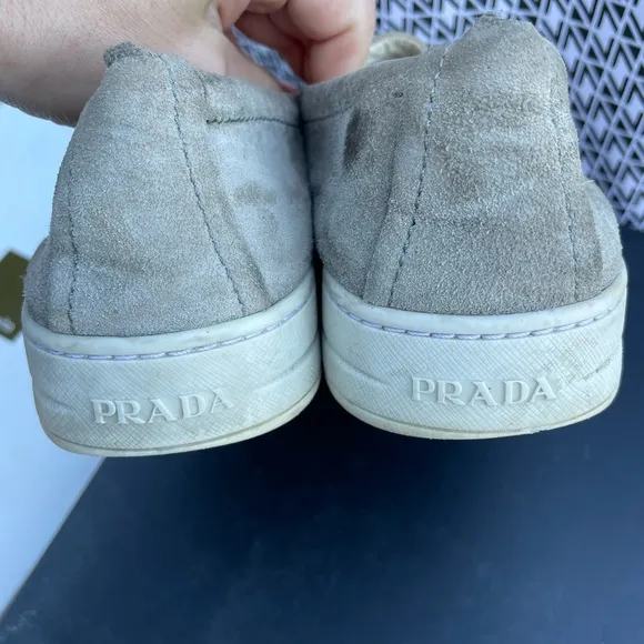 Prada shoes Sport Grey Suede Slip On Sneakers Size 38