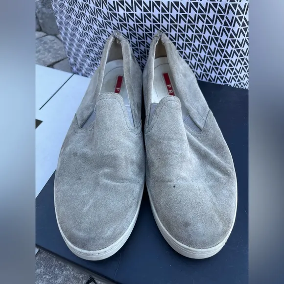 Prada shoes Sport Grey Suede Slip On Sneakers Size 38