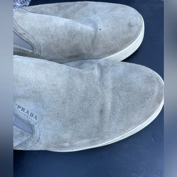 Prada shoes Sport Grey Suede Slip On Sneakers Size 38