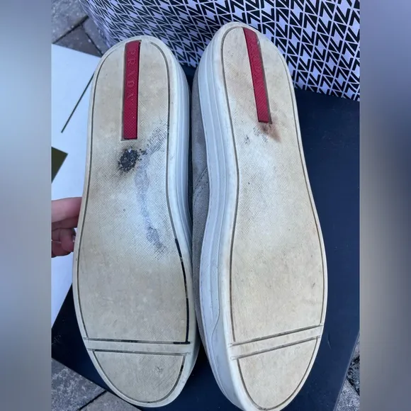 Prada shoes Sport Grey Suede Slip On Sneakers Size 38
