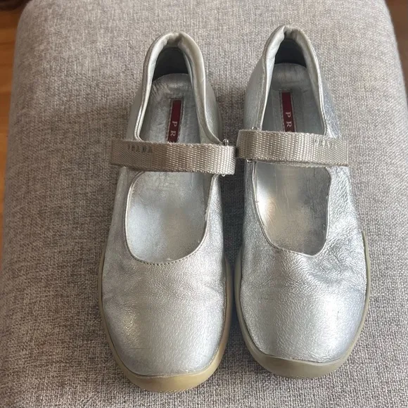 PRADA SPORT SILVER METALLIC MARY JANE