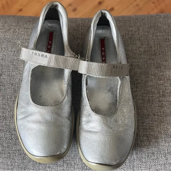 PRADA SPORT SILVER METALLIC MARY JANE