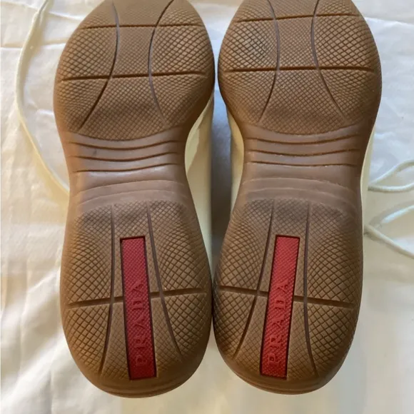 Prada SportPrada Sport Cream Leather Lace Up Sneakers