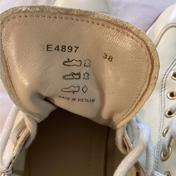 Prada SportPrada Sport Cream Leather Lace Up Sneakers