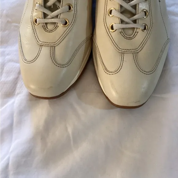 Prada SportPrada Sport Cream Leather Lace Up Sneakers