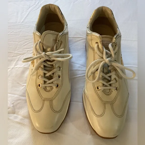 Prada SportPrada Sport Cream Leather Lace Up Sneakers