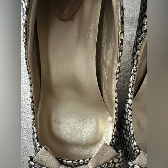Pre-Owned Ruby Shoo Jenna Women's Heels Metallic Black Silver Gold Bow Size 9