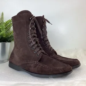 PREGO MADE IN ITALY SUEDE LEATHER BROWN LACE UP ANKLE BOOTS SZ EUR 38 US 8