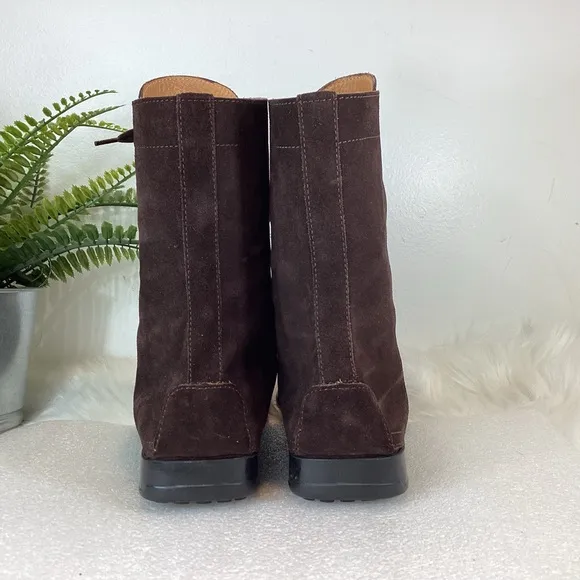PREGO MADE IN ITALY SUEDE LEATHER BROWN LACE UP ANKLE BOOTS SZ EUR 38 US 8