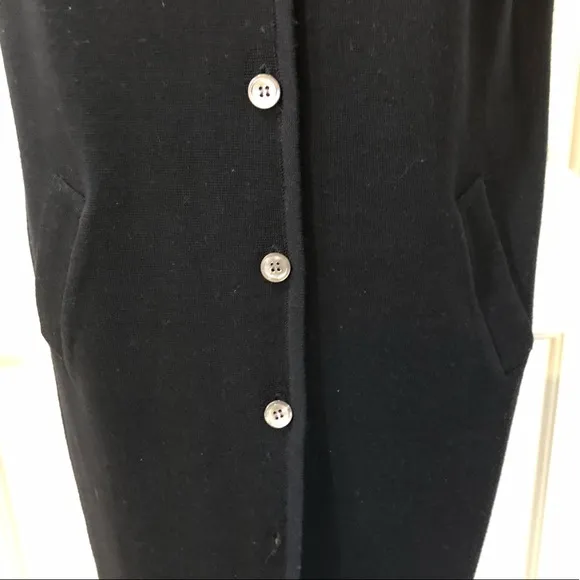 Preview Collection Wool Shell Buttons Pockets Maxi Black Sweater Vest Size L