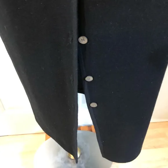 Preview Collection Wool Shell Buttons Pockets Maxi Black Sweater Vest Size L
