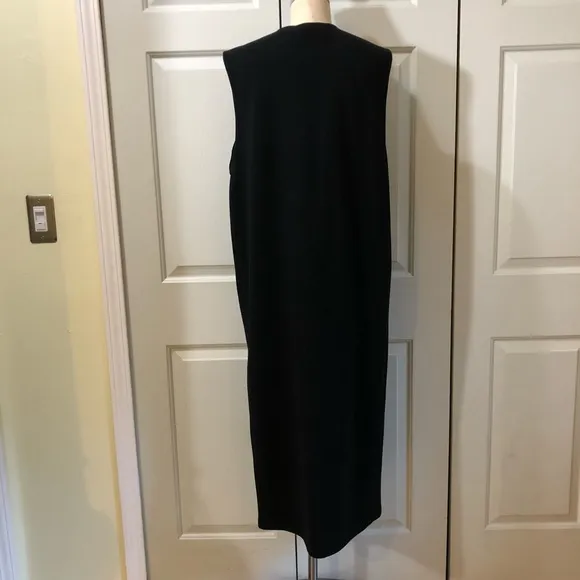 Preview Collection Wool Shell Buttons Pockets Maxi Black Sweater Vest Size L