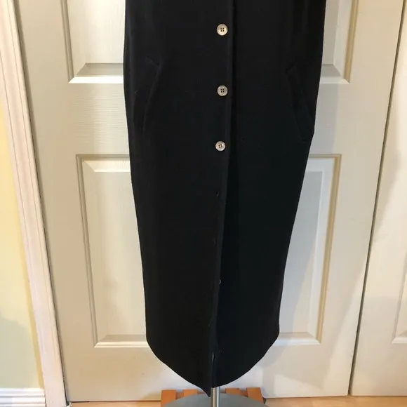 Preview Collection Wool Shell Buttons Pockets Maxi Black Sweater Vest Size L