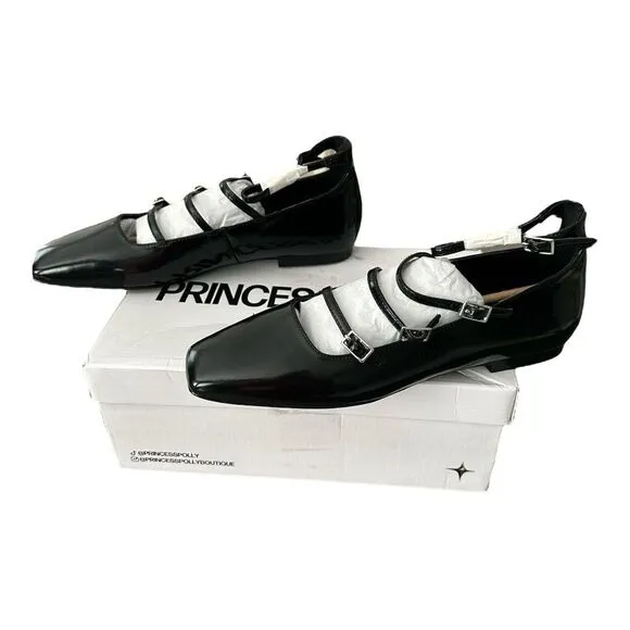 Princess Polly Zumba Mary Jane Flat Retro Square Shoes Black Women’s Size 9