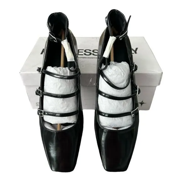 Princess Polly Zumba Mary Jane Flat Retro Square Shoes Black Women’s Size 9