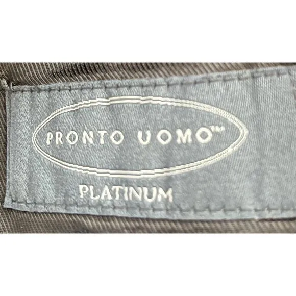 PRONTO UOMO PLATINUM Mens Pinstripe Sport Coat 50 L Black Wool 2 Button EUC