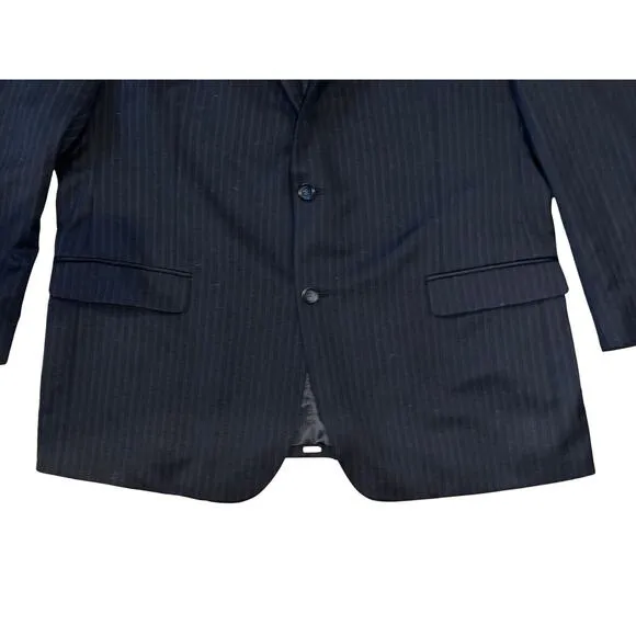 PRONTO UOMO PLATINUM Mens Pinstripe Sport Coat 50 L Black Wool 2 Button EUC