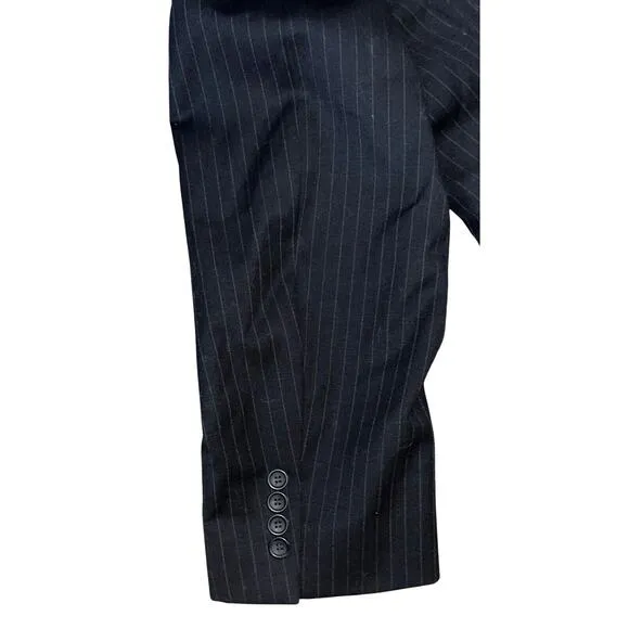 PRONTO UOMO PLATINUM Mens Pinstripe Sport Coat 50 L Black Wool 2 Button EUC