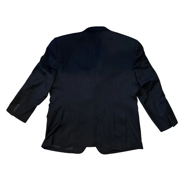 PRONTO UOMO PLATINUM Mens Pinstripe Sport Coat 50 L Black Wool 2 Button EUC