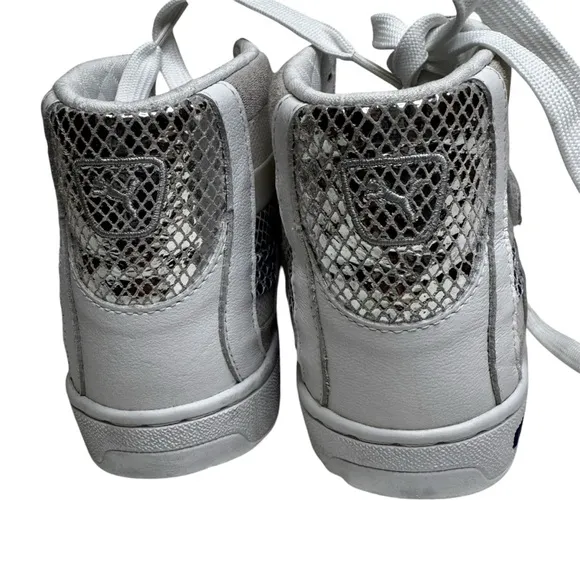 PUMA HI-TOP THE KEY WHITE SURF THE WEB BLUE WHITE WOMENS SNEAKERS SIZE 7.5  NWOT