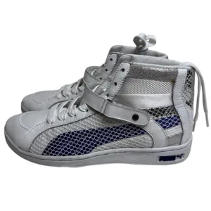 PUMA HI-TOP THE KEY WHITE SURF THE WEB BLUE WHITE WOMENS SNEAKERS SIZE 7.5  NWOT