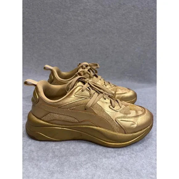 Puma RS-Curve Womens 10 Gold Gum Sole Sporty Walking Performance Casual Sneakers