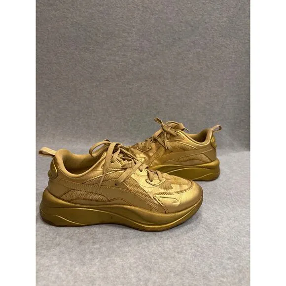 Puma RS-Curve Womens 10 Gold Gum Sole Sporty Walking Performance Casual Sneakers