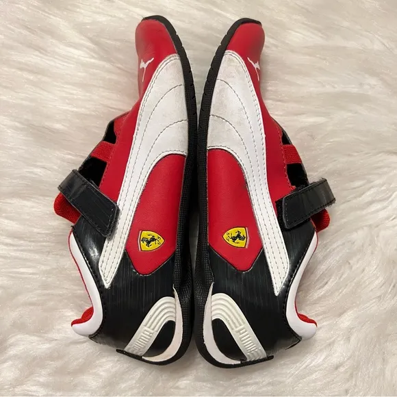 Puma Sport Lifestyle Ferrari Red Leather Sneakers Shoes Kids Youth Size 1.5