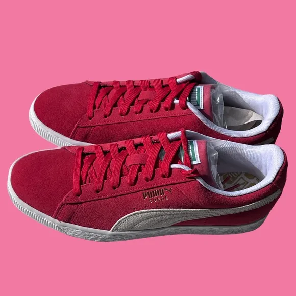 Puma Suede Classic High Risk Red &amp; White 352633 tt Men’s Athletic Size 10.