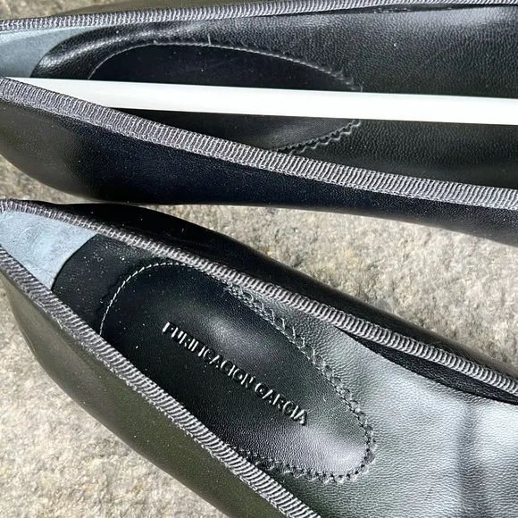 Purificacion Garcia Women’s Ballet Shoes Size 7.5 Black Slip On Flats Leather
